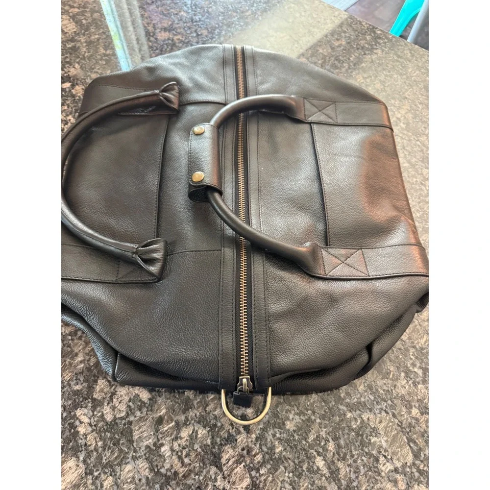 Quince Revive Leather Duffle Bag Black Genuine Leather Weekender Travel Bag